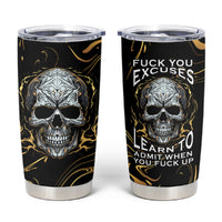 Skull Mable Golden Abstract Art Tumbler Cup Fuck You Excuses Learn To Admit When You Fuck Up - Wonder Print Shop