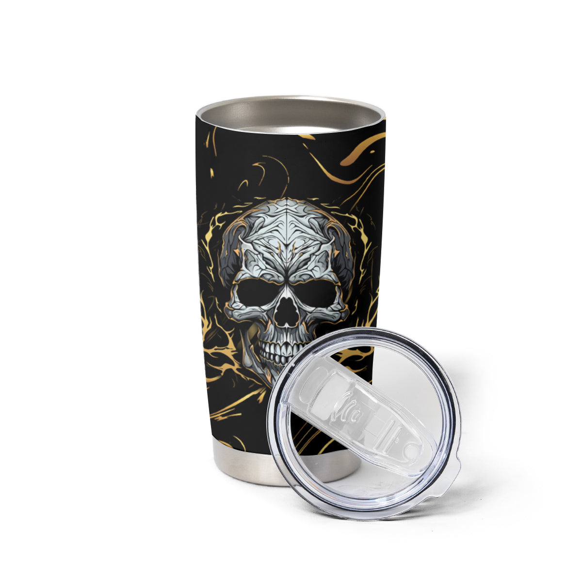 Skull Mable Golden Abstract Art Tumbler Cup Fuck You Excuses Learn To Admit When You Fuck Up - Wonder Print Shop