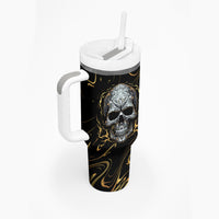 Skull Mable Golden Abstract Art Tumbler With Handle Fuck You Excuses Learn To Admit When You Fuck Up - Wonder Print Shop