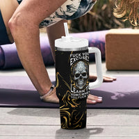 Skull Mable Golden Abstract Art Tumbler With Handle Fuck You Excuses Learn To Admit When You Fuck Up - Wonder Print Shop