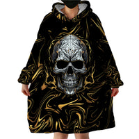 Skull Mable Golden Abstract Art Wearable Blanket Hoodie Fuck You Excuses Learn To Admit When You Fuck Up - Wonder Print Shop