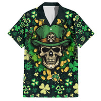 Skull and Shamrock Leaf Pattern Family Matching Short Sleeve Bodycon Dress and Hawaiian Shirt Good Luck - Wonder Print Shop