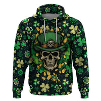 Skull and Shamrock Leaf Pattern Hoodie Good Luck - Wonder Print Shop