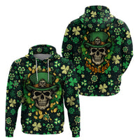 Skull and Shamrock Leaf Pattern Hoodie Good Luck - Wonder Print Shop