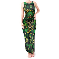 Skull and Shamrock Leaf Pattern Tank Maxi Dress Good Luck - Wonder Print Shop