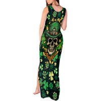 Skull and Shamrock Leaf Pattern Tank Maxi Dress Good Luck - Wonder Print Shop