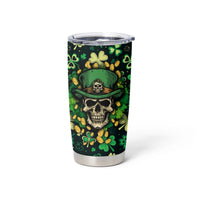 Skull and Shamrock Leaf Pattern Tumbler Cup Good Luck - Wonder Print Shop