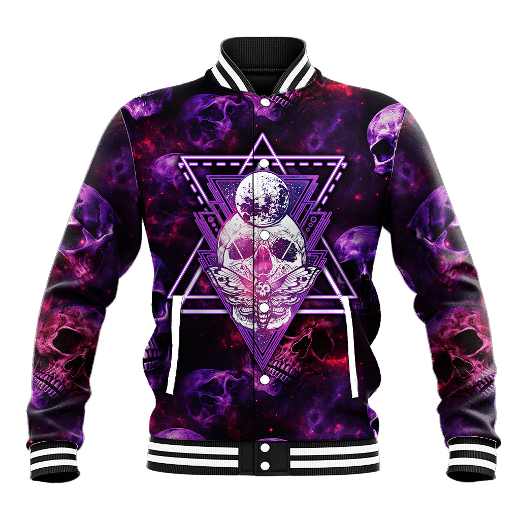 Skull and Moth Baseball Jacket Fantasy Cosmic Abstract - Grunge Purple Art - Wonder Print Shop