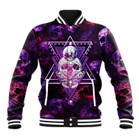 Skull and Moth Baseball Jacket Fantasy Cosmic Abstract - Grunge Purple Art - Wonder Print Shop