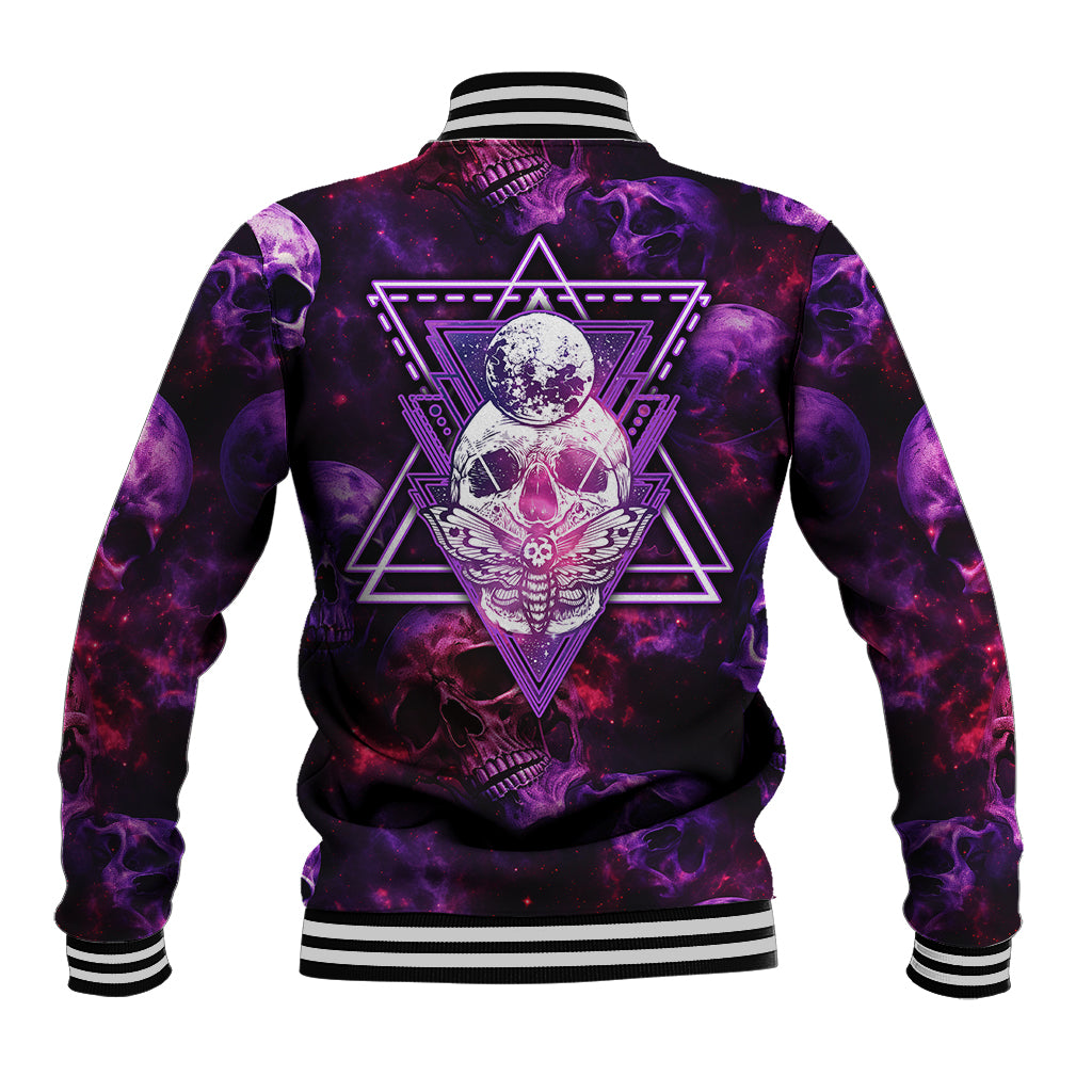 Skull and Moth Baseball Jacket Fantasy Cosmic Abstract - Grunge Purple Art - Wonder Print Shop