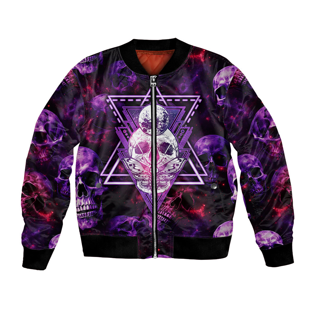 Skull and Moth Bomber Jacket Fantasy Cosmic Abstract - Grunge Purple Art - Wonder Print Shop