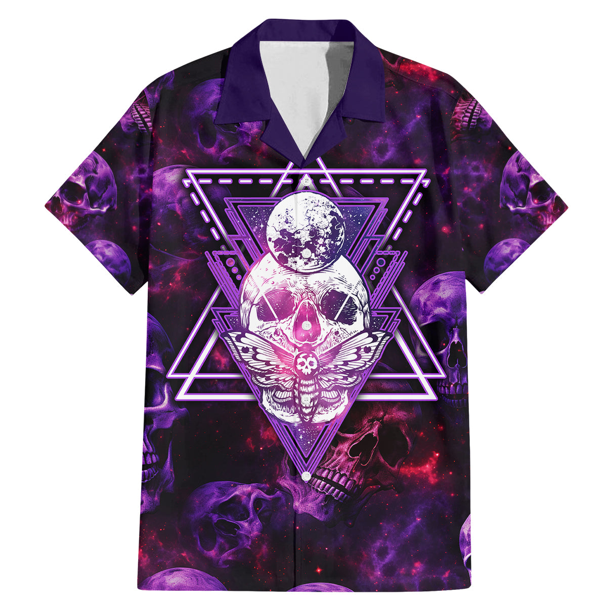 Skull and Moth Family Matching Mermaid Dress and Hawaiian Shirt Fantasy Cosmic Abstract - Grunge Purple Art - Wonder Print Shop