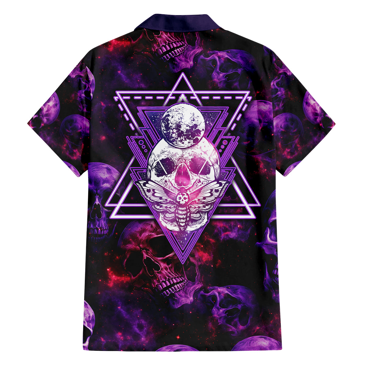 Skull and Moth Family Matching Off Shoulder Long Sleeve Dress and Hawaiian Shirt Fantasy Cosmic Abstract - Grunge Purple Art - Wonder Print Shop