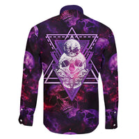 Skull and Moth Family Matching Off Shoulder Short Dress and Hawaiian Shirt Fantasy Cosmic Abstract - Grunge Purple Art - Wonder Print Shop