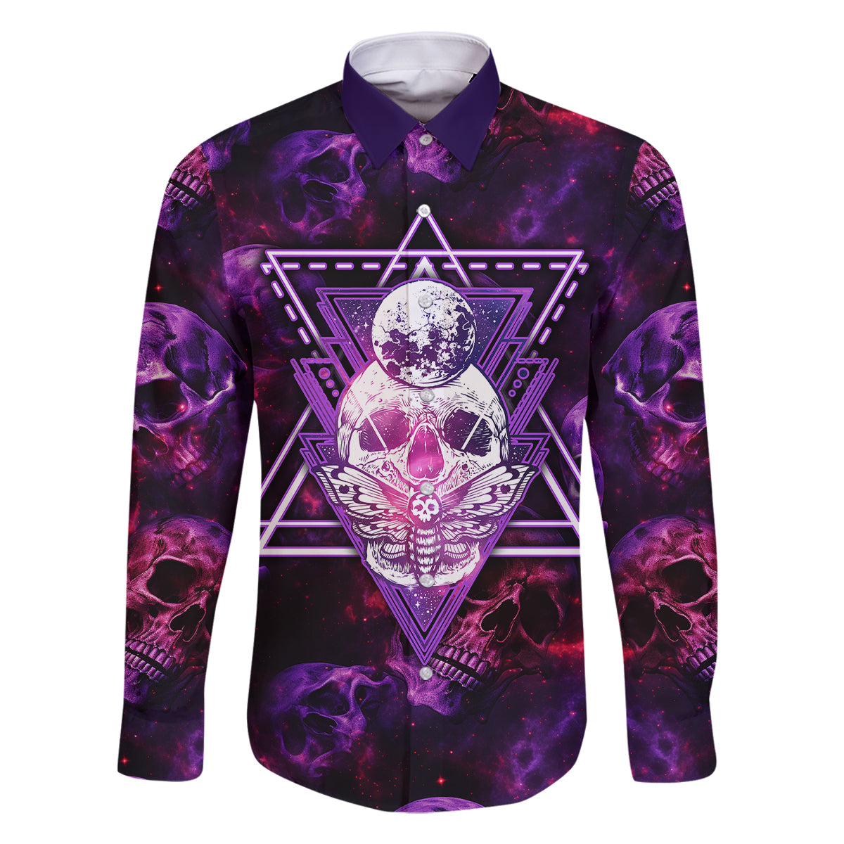 Skull and Moth Family Matching Tank Maxi Dress and Hawaiian Shirt Fantasy Cosmic Abstract - Grunge Purple Art - Wonder Print Shop