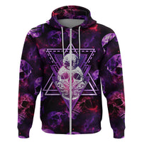 Skull and Moth Hoodie Fantasy Cosmic Abstract - Grunge Purple Art - Wonder Print Shop