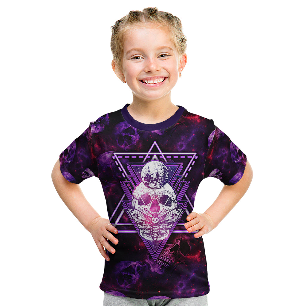 Skull and Moth Kid T Shirt Fantasy Cosmic Abstract - Grunge Purple Art - Wonder Print Shop