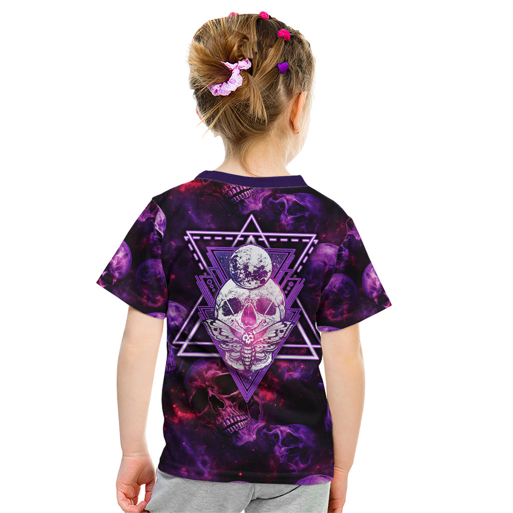 Skull and Moth Kid T Shirt Fantasy Cosmic Abstract - Grunge Purple Art - Wonder Print Shop