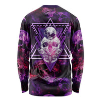 Skull and Moth Long Sleeve Shirt Fantasy Cosmic Abstract - Grunge Purple Art - Wonder Print Shop