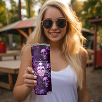 Skull and Moth Skinny Tumbler Fantasy Cosmic Abstract - Grunge Purple Art - Wonder Print Shop