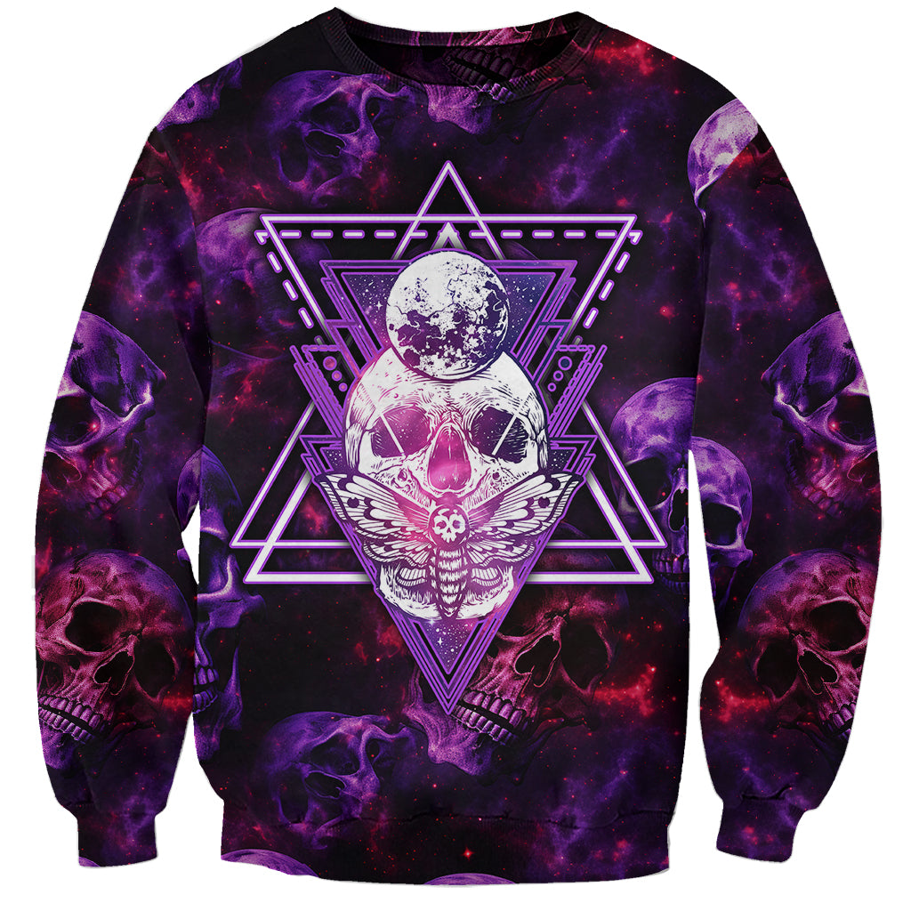 Skull and Moth Sweatshirt Fantasy Cosmic Abstract - Grunge Purple Art - Wonder Print Shop