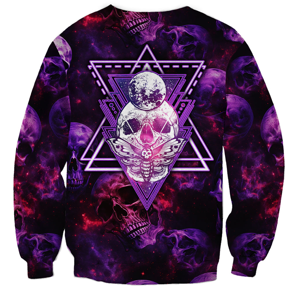 Skull and Moth Sweatshirt Fantasy Cosmic Abstract - Grunge Purple Art - Wonder Print Shop