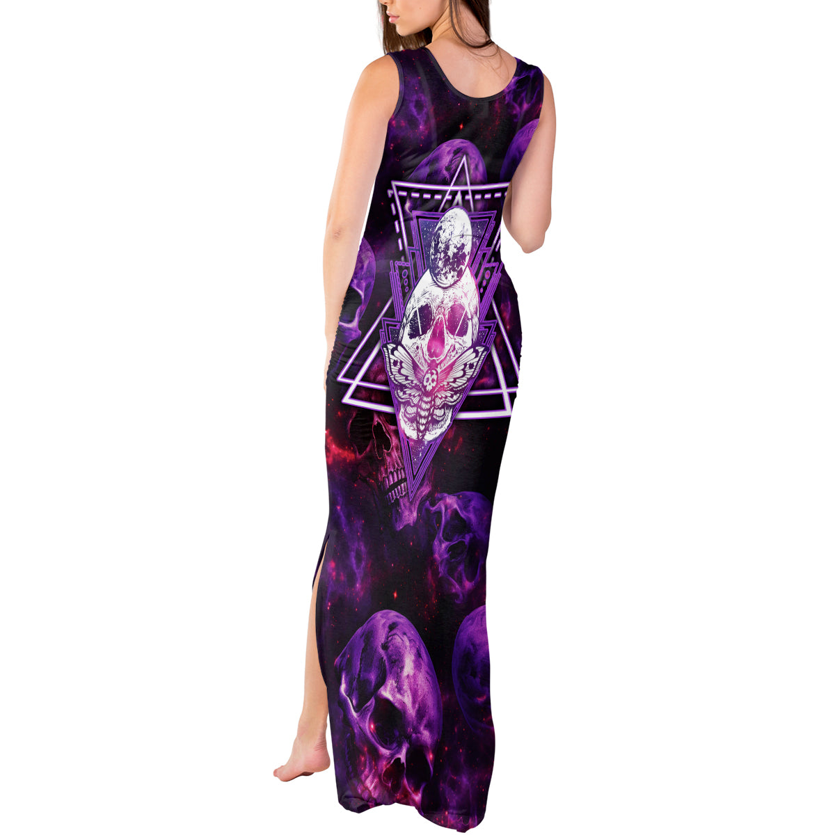 Skull and Moth Tank Maxi Dress Fantasy Cosmic Abstract - Grunge Purple Art - Wonder Print Shop