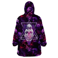 Skull and Moth Wearable Blanket Hoodie Fantasy Cosmic Abstract - Grunge Purple Art - Wonder Print Shop