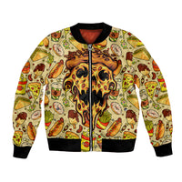 Skull Pizza Pattern Bomber Jacket Rest in pizza - Wonder Print Shop
