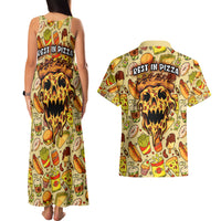 Skull Pizza Pattern Couples Matching Tank Maxi Dress and Hawaiian Shirt Rest in pizza - Wonder Print Shop