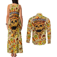 Skull Pizza Pattern Couples Matching Tank Maxi Dress and Long Sleeve Button Shirts Rest in pizza - Wonder Print Shop