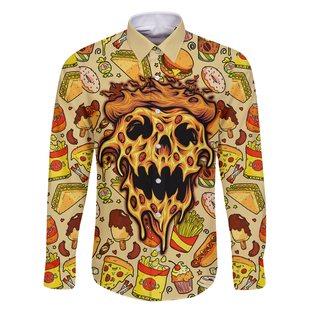 Skull Pizza Pattern Family Matching Puletasi Dress and Hawaiian Shirt Rest in pizza - Wonder Print Shop