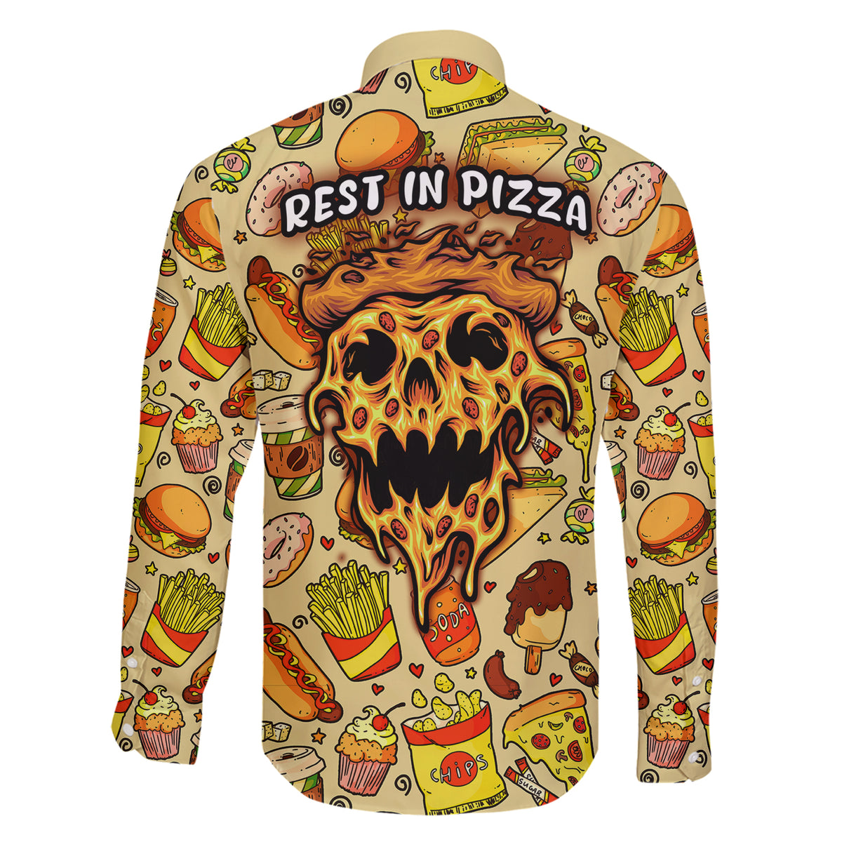 Skull Pizza Pattern Family Matching Short Sleeve Bodycon Dress and Hawaiian Shirt Rest in pizza - Wonder Print Shop