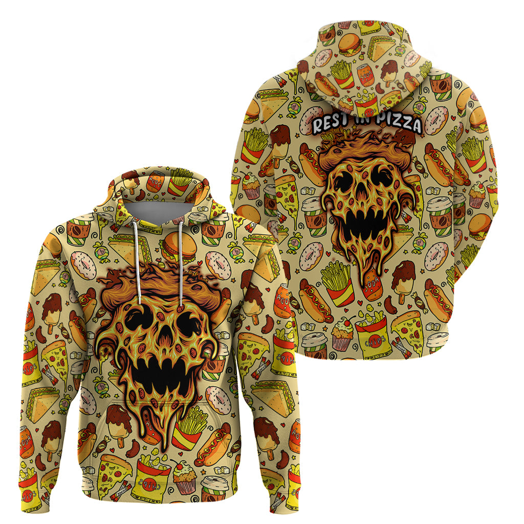 Skull Pizza Pattern Hoodie Rest in pizza - Wonder Print Shop