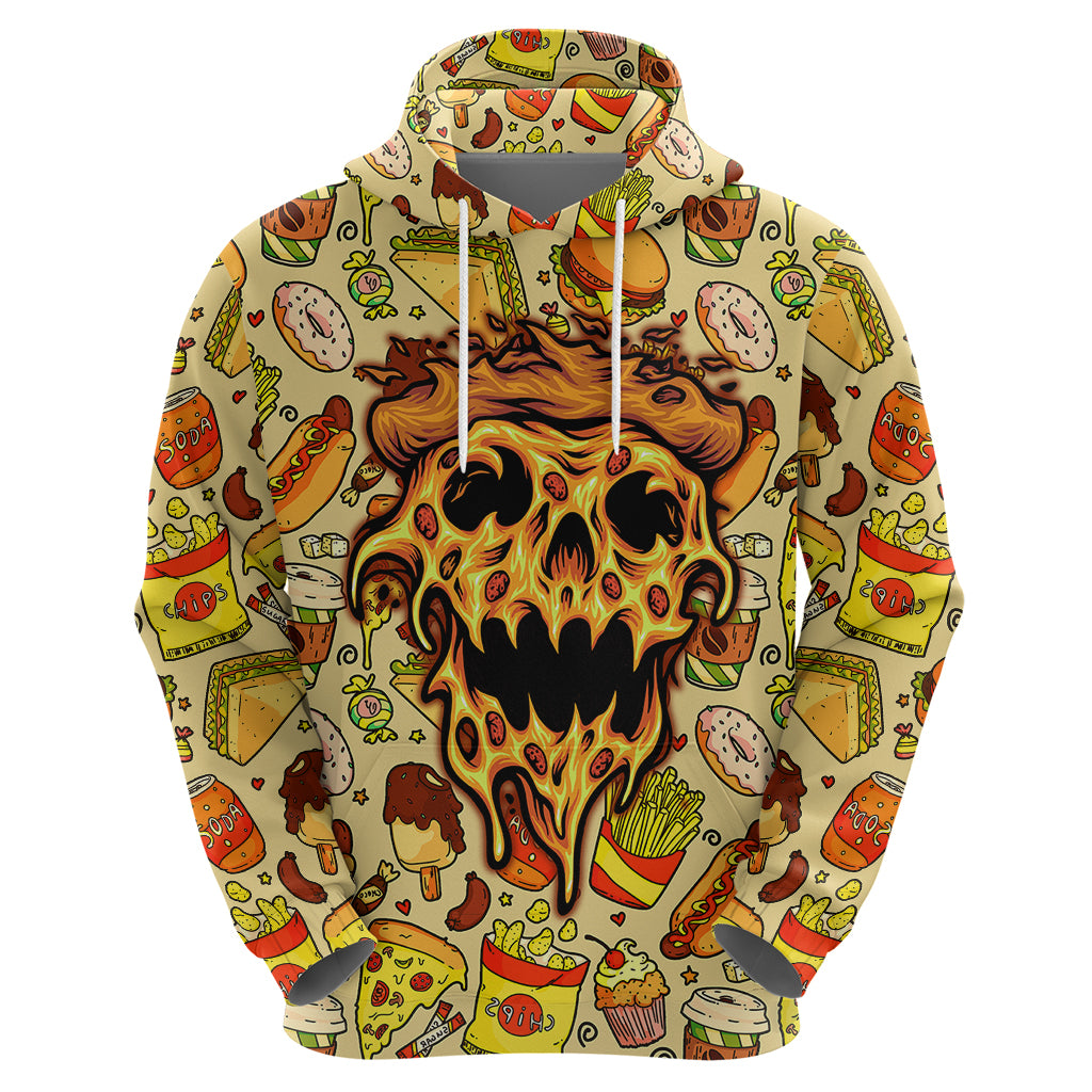 Skull Pizza Pattern Hoodie Rest in pizza - Wonder Print Shop