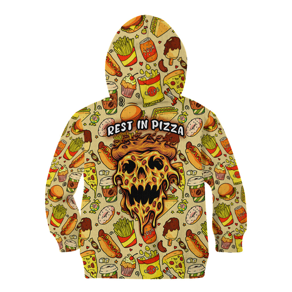Skull Pizza Pattern Kid Hoodie Rest in pizza - Wonder Print Shop