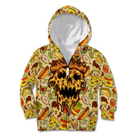 Skull Pizza Pattern Kid Hoodie Rest in pizza - Wonder Print Shop