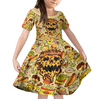 Skull Pizza Pattern Kid Short Sleeve Dress Rest in pizza - Wonder Print Shop