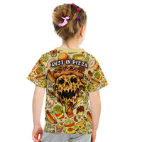 Skull Pizza Pattern Kid T Shirt Rest in pizza - Wonder Print Shop