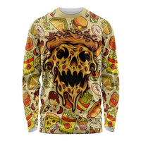 Skull Pizza Pattern Long Sleeve Shirt Rest in pizza - Wonder Print Shop