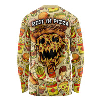 Skull Pizza Pattern Long Sleeve Shirt Rest in pizza - Wonder Print Shop