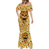 Skull Pizza Pattern Mermaid Dress Rest in pizza - Wonder Print Shop