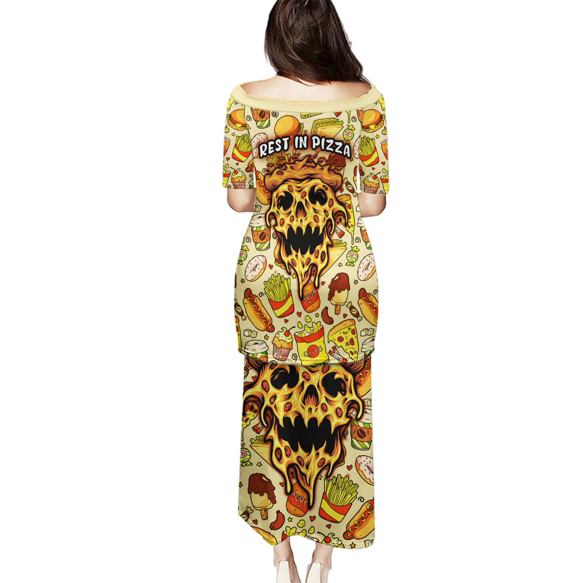 Skull Pizza Pattern Puletasi Rest in pizza - Wonder Print Shop