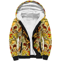 Skull Pizza Pattern Sherpa Hoodie Rest in pizza - Wonder Print Shop