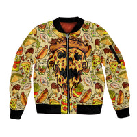 Skull Pizza Pattern Sleeve Zip Bomber Jacket Rest in pizza - Wonder Print Shop