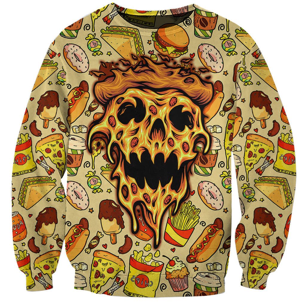 Skull Pizza Pattern Sweatshirt Rest in pizza - Wonder Print Shop