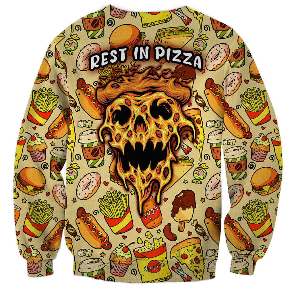 Skull Pizza Pattern Sweatshirt Rest in pizza - Wonder Print Shop