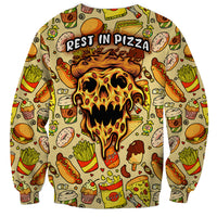 Skull Pizza Pattern Sweatshirt Rest in pizza - Wonder Print Shop