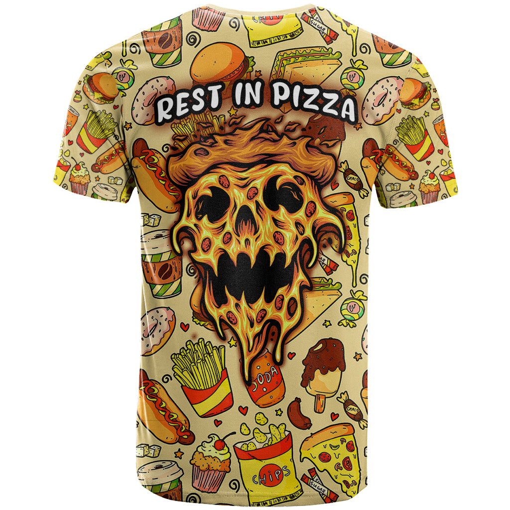 Skull Pizza Pattern T Shirt Rest in pizza - Wonder Print Shop
