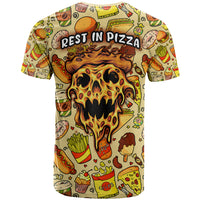 Skull Pizza Pattern T Shirt Rest in pizza - Wonder Print Shop